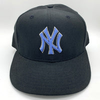 90's New Era ニューエラ 59FIFTY MLB ニューヨーク・ヤンキース ウールベースボールキャップ ブラック ライトブルー USA製 Size 7 1/8 (56.8cm) 福生店