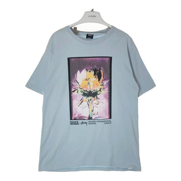 STUSSY ステューシー フラワーフォト 両面プリント Tシャツ ライトブルー sizeM 瑞穂店