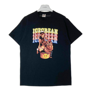 ICE CREAM アイスクリーム カップアイス ガール プリント Tシャツ ブラック sizeL 瑞穂店