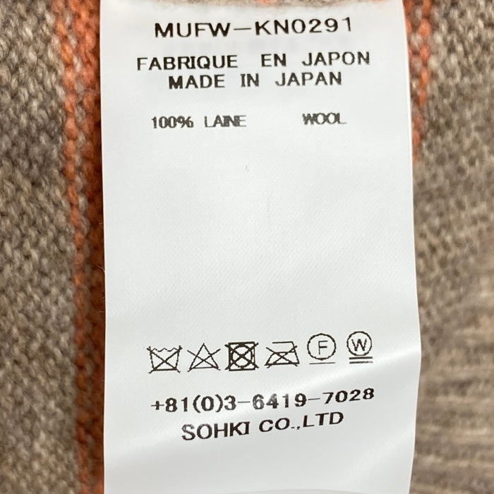MASU エムエーエスユー 19AW PABLO SWEATER パブロ ウールニットボーダーセーター ブラウン オレンジ MUFW-KN0291 Size 46 瑞穂店
