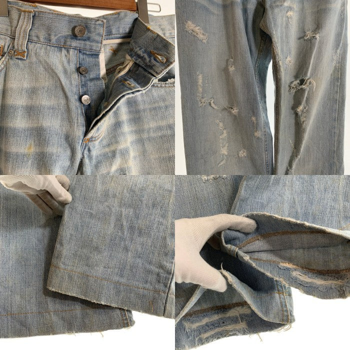 DOLCE&GABBANA ドルチェアンドガッバーナ クラッシュ デニムジーンズ ダメージ加工 レザーパッチ ライトブルー ZDP72/814N イタリア製 Size 48 福生店