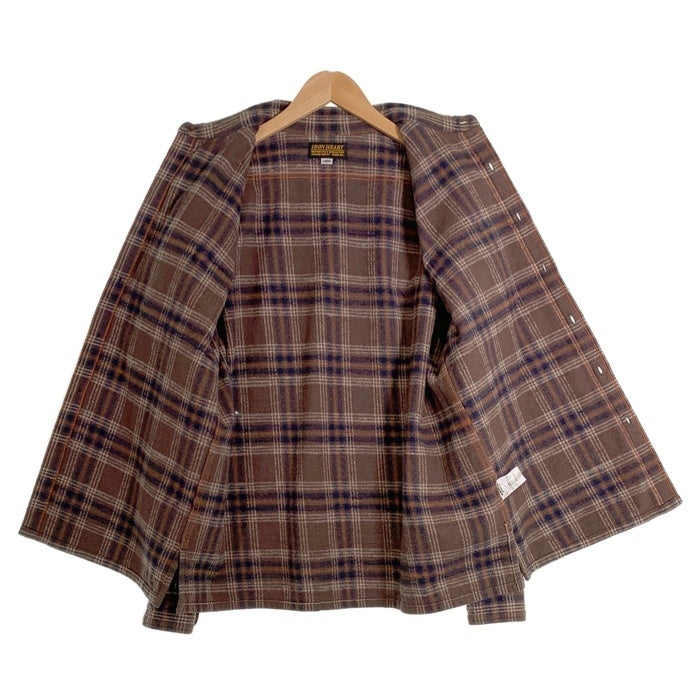 IRON HEART アイアンハート UHF スラブチェック 長袖 フランネル ウエスタン シャツ ブラウン IHSH-431 Size L 福生店