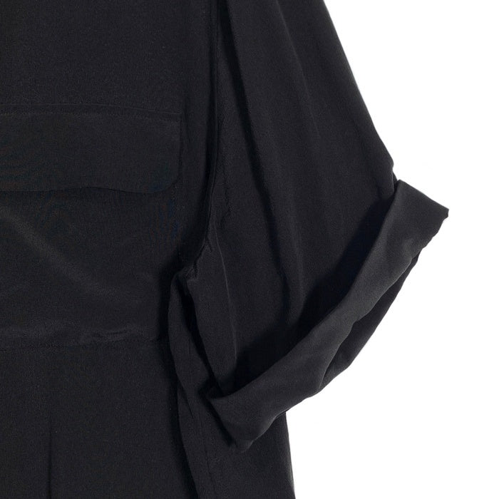 EQUIPMENT エキプモン オープンカラー シルクシャツ ブラック フラップポケット Q937-TP03881 Size L 福生店