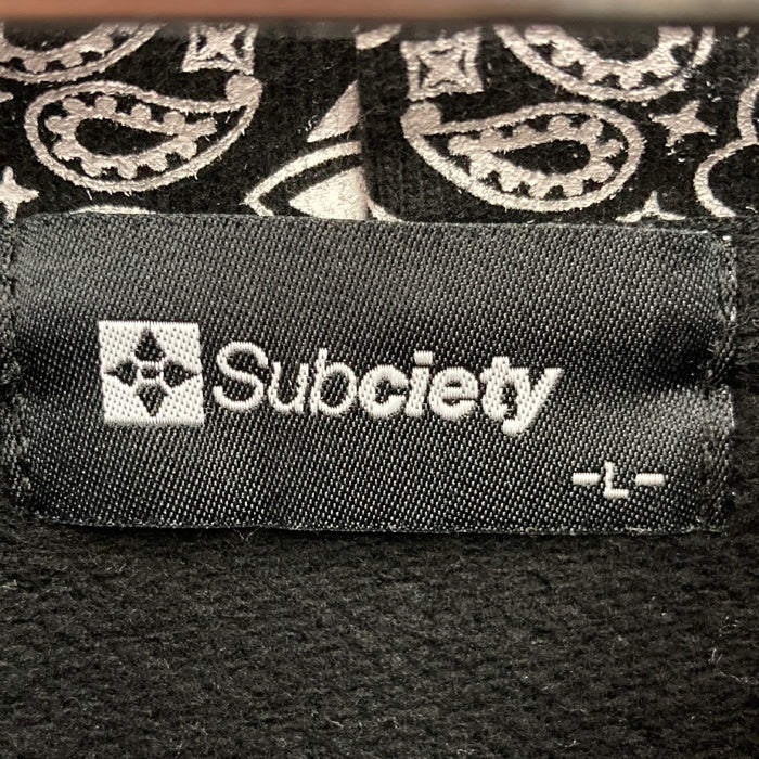 Subciety サブサエティ SUBcrew エンブロイダリー プルオーバーパーカー ブラック sizeL 瑞穂店