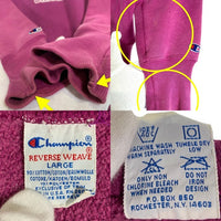 90's Champion チャンピオン REVERSE WEAVE リバースウィーブ 刺繍タグ ATLANTIC UNIVERSITY クルーネックスウェット ピンク Size L 福生店