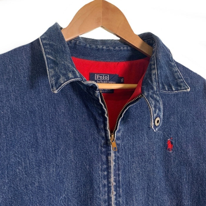 Polo Ralph Lauren ポロラルフローレン デニム ジップアップジャケット スウィングトップ インディゴ USA製 Size XL 福生店