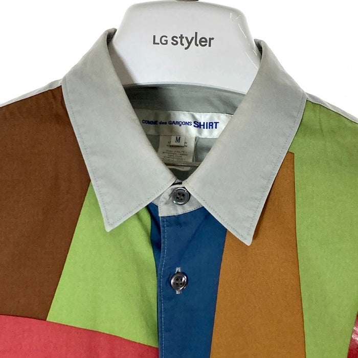 COMME des GARCONS SHIRT コムデギャルソンシャツ S28020 Artwork by Karl Benjamin マルチカラー 長袖シャツ グレーsizeM★襟袖お汚れ 瑞穂店