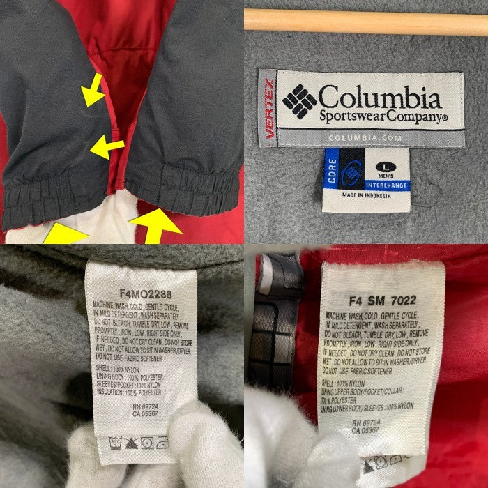 Columbia コロンビア VERTEX ナイロンジャケット フリースライナー レッド グレー F4MO2288 Size L 福生店