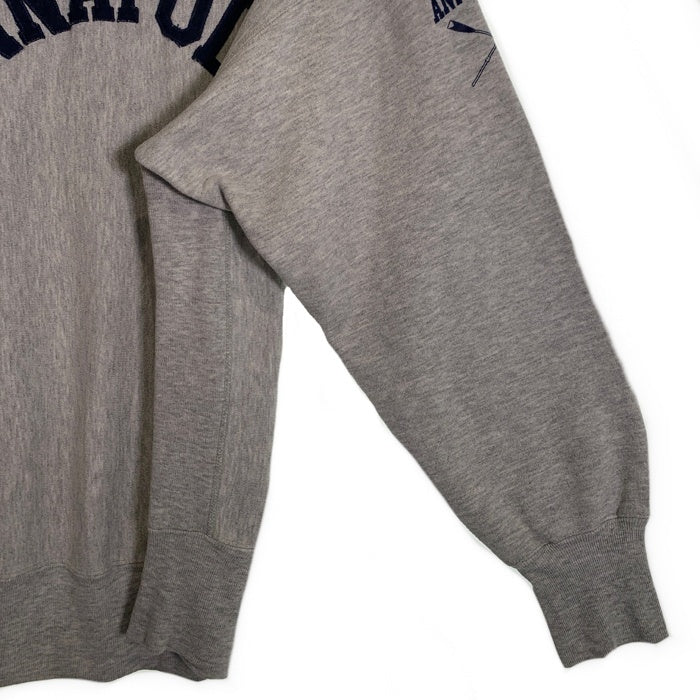 90's Champion チャンピオン REVERSE WEAVE ANNAPOLIS リバースウィーブ ワッペン 袖プリント クルーネックスウェットトレーナー グレー USA製 トリコ刺繡 Size XL 福生店