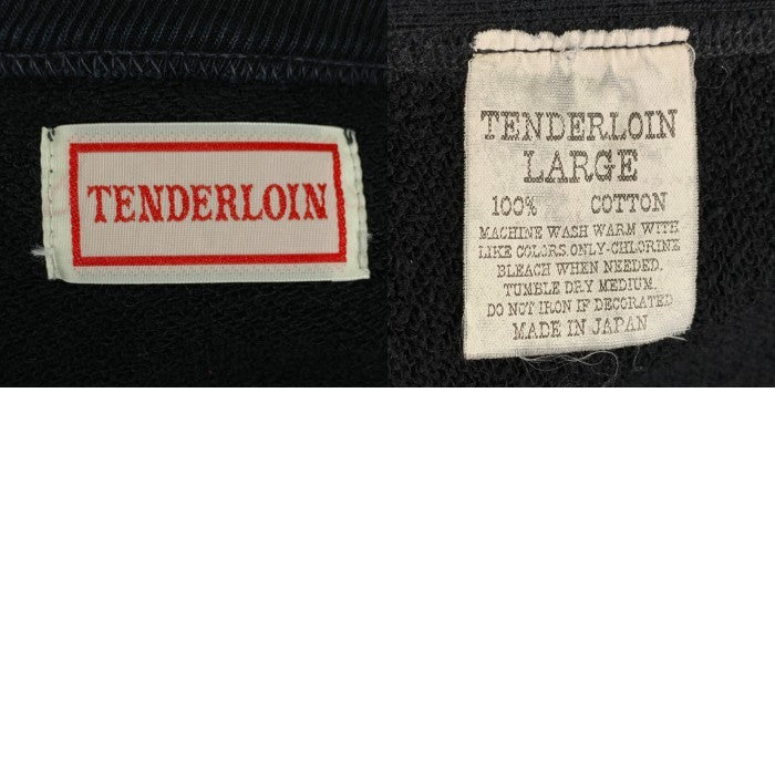 TENDERLOIN テンダーロイン T-PARKA 後付け プルオーバースウェットパーカー ブラック ラグランスリーブ フェルトワッペン Size L 福生店