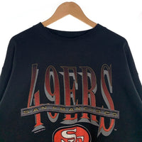 90's NFL Sanfrancisco 49ers サンフランシスコ フォーティーナイナース クルーネックスウェットトレーナー ブラック LOGO7 Size XL 福生店