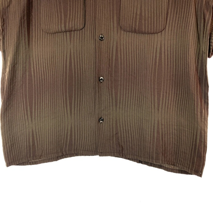 Needles ニードルズ S/S Classic Shirt -R/N Wave Stripe Jq. クラシックシャツ 開襟 半袖 ジャカード ブラウン MR147 Size M 瑞穂店