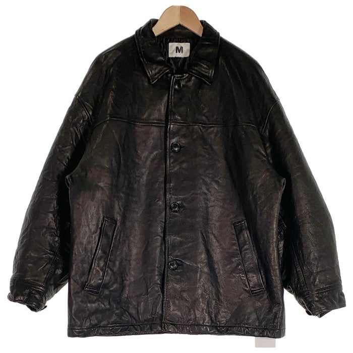 M エム used wash leather car coat ユーズドウォッシュ レザーカーコート ジャケット 中綿 ブラック M-JK-07 Size F 福生店