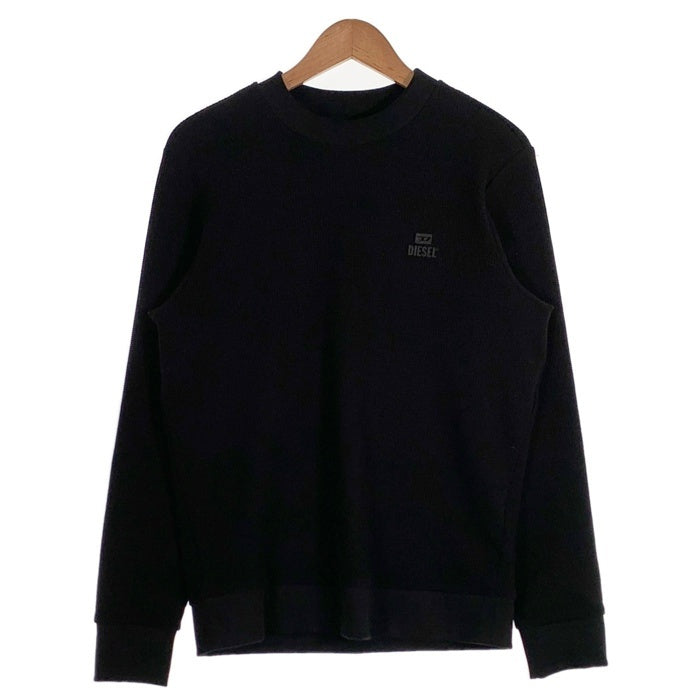 DIESEL ディーゼル S-PEWTER ラバーロゴパッチ ワッフル ロングスリーブカットソー ブラック Size M 福生店