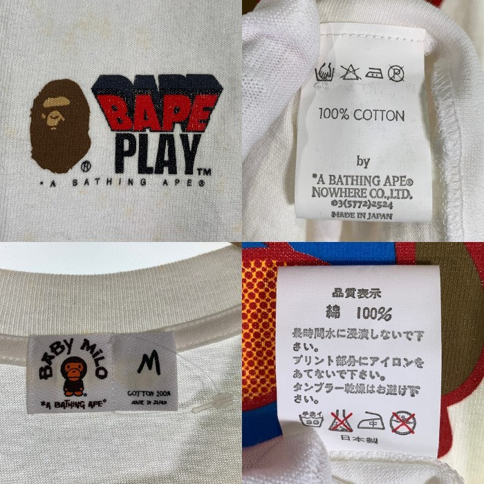 BABY MILO ベビーマイロ アベイシングエイプ FOOT ROOPER プリントTシャツ ホワイト 日本製 デッドストック Size M 福生店
