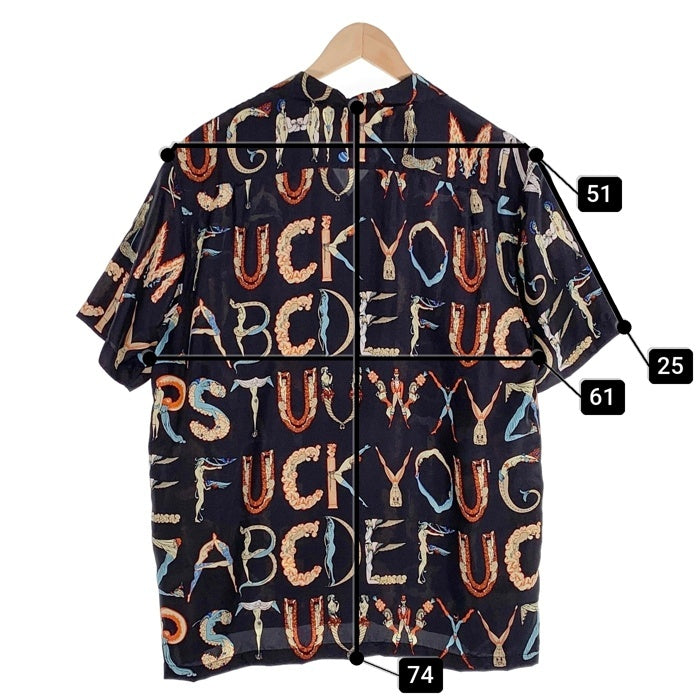 SUPREME シュプリーム 18SS Alphabet Silk Shirt アルファベット シルクシャツ オープンカラー 半袖 ブラック Size XL 福生店