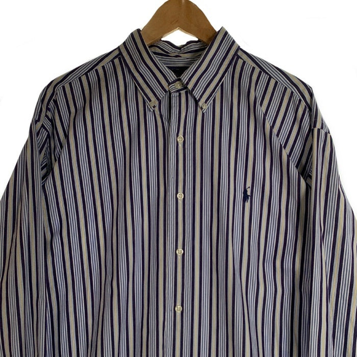 Ralph Lauren ラルフローレン CUSTOM FIT マルチストライプ ボタンダウンシャツ パープル ブルー Size XL 福生店