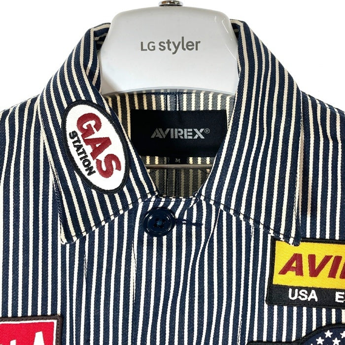 AVIREX アヴィレックス 783-3152010 ANTIFOULING COVERALL JACKET アンチフォーリングカバーオール ストライプ ネイビー sizeM 瑞穂店