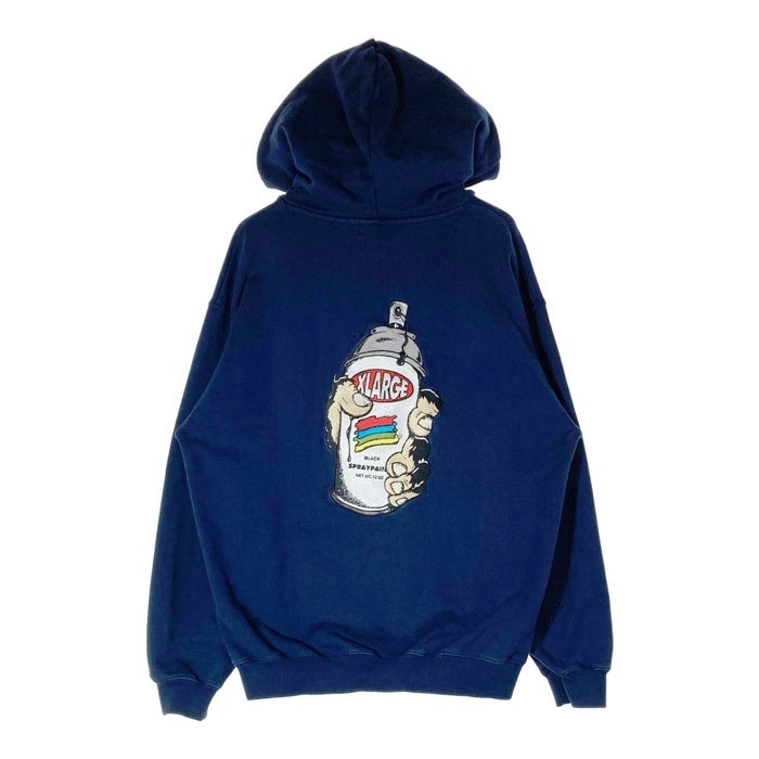 XLARGE エクストララージ 101231012016 SHAKE THE SPRAY HOODED パーカー ネイビー sizeL※薄汚れあり 瑞穂店