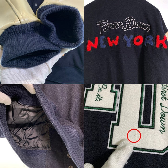 FIRST DOWN ファーストダウン FREAKS STORE フリークスストア 袖レザー ウール スタジアムジャケット スタジャン 中綿 ネイビー 223-1561 Size L 福生店