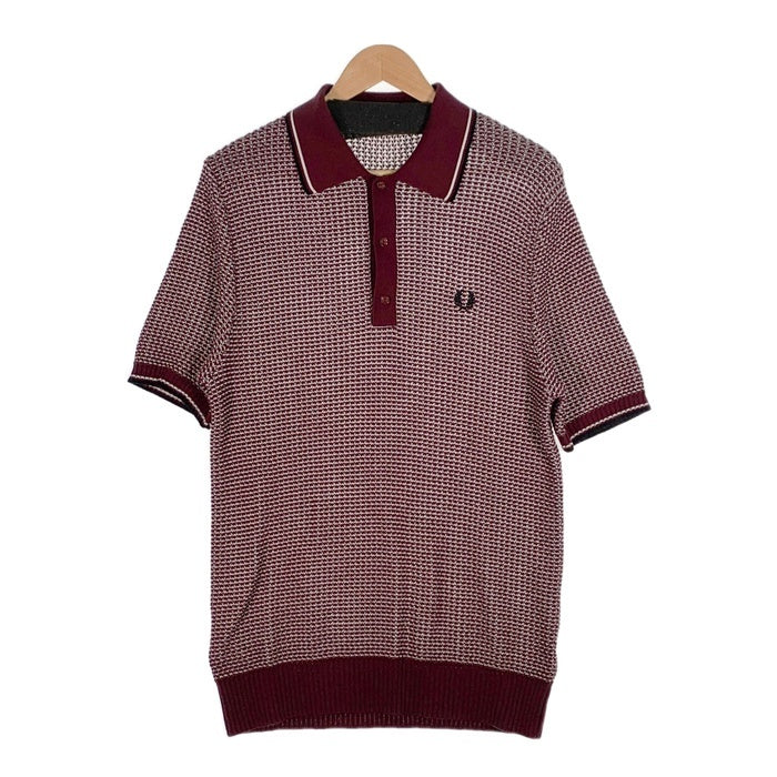 FRED PERRY フレッドぺリー アクリル コットン ニットポロシャツ ボルドー Size 42 福生店