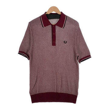 FRED PERRY フレッドぺリー アクリル コットン ニットポロシャツ ボルドー Size 42 福生店