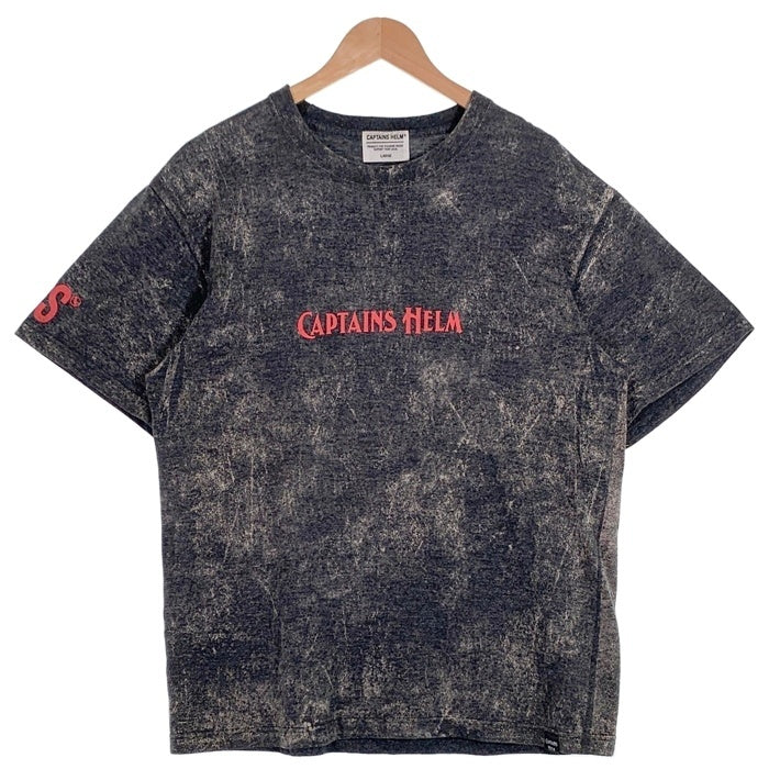 CAPTAINS HELM キャプテンズヘルム ロゴプリント 半袖 Tシャツ ブリーチ加工 ブラック Size L 福生店