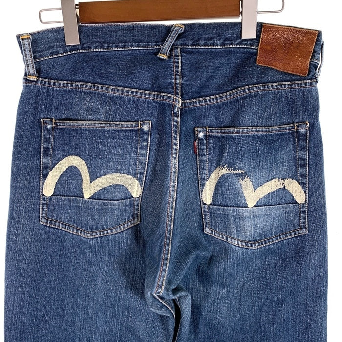 EVISU エヴィス ストレート デニム カモメペイント 隠しリベット インディゴ Lot.2001 Size 35×35 福生店