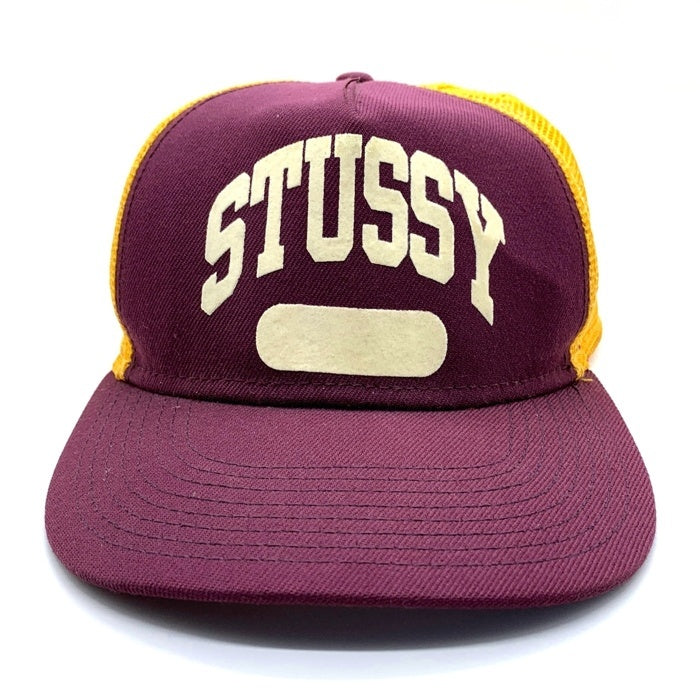 90's 00's STUSSY ステューシー STUSSY HATS メッシュ キャップ バーガンディー イエロー 福生店