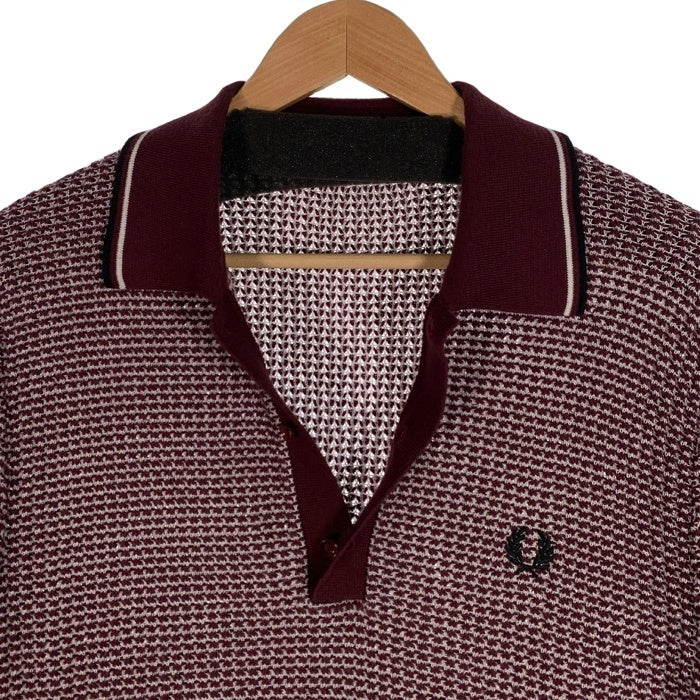 FRED PERRY フレッドぺリー アクリル コットン ニットポロシャツ ボルドー Size 42 福生店