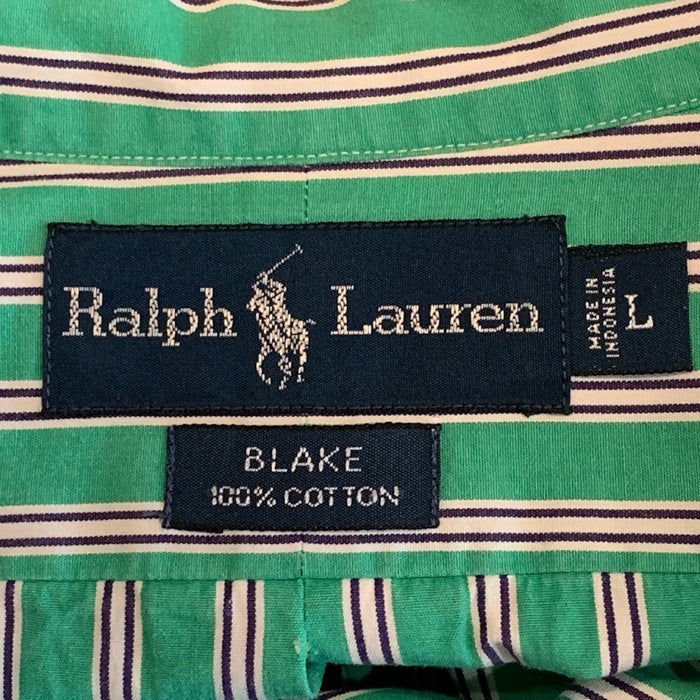 Ralph Lauren ラルフローレン BLAKE ストライプ ボタンダウンシャツ グリーン 長袖 Size L 福生店