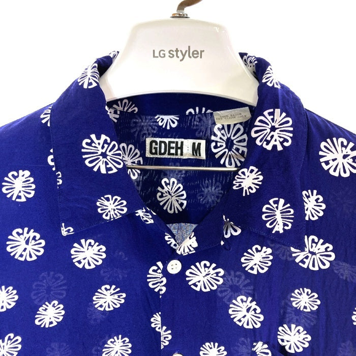 GOODENOUGH グッドイナフ オープンカラーレーヨンシャツ サークルロゴプリント 半袖 ブルー size M 瑞穂店
