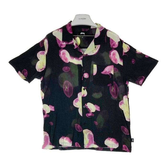 STUSSY ステューシー JELLY FISH PRINTED SHIRT クラゲプリント オープンカラーシャツ ブラック sizeM 瑞穂店