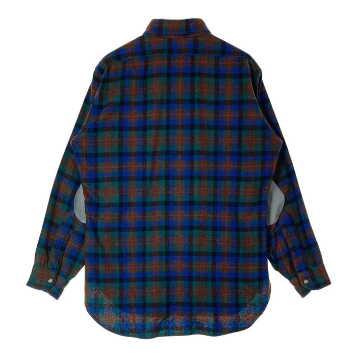 PENDLETON ペンドルトン 70's USA製 ウールシャツ エルボーパッチ ブルー×グリーン sizeM 瑞穂店