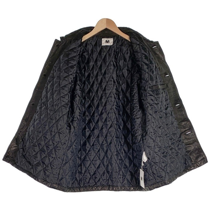 M エム used wash leather car coat ユーズドウォッシュ レザーカーコート ジャケット 中綿 ブラック M-JK-07 Size F 福生店