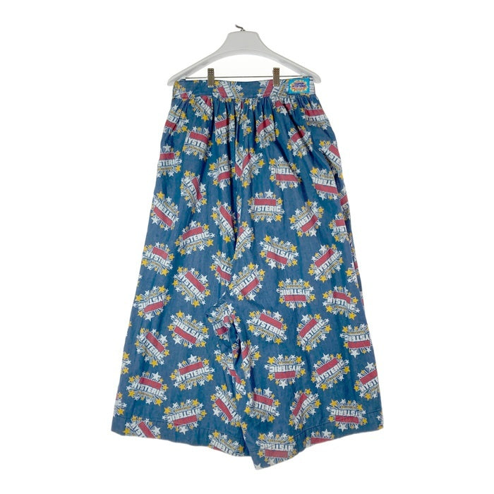 HYSTERIC GLAMOUR ヒステリックグラマー 01203AK04 SUPER HYSTERIC 総柄 デニム サルエル ワイド キュロットパンツ インディゴ×マルチカラー sizeM 瑞穂店