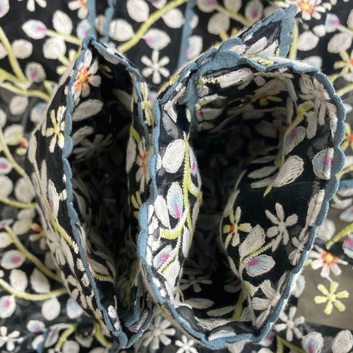 maturely マチュアリー オーガンジー フラワー刺繍 ウエスタンシャツ ブラック size- 瑞穂店