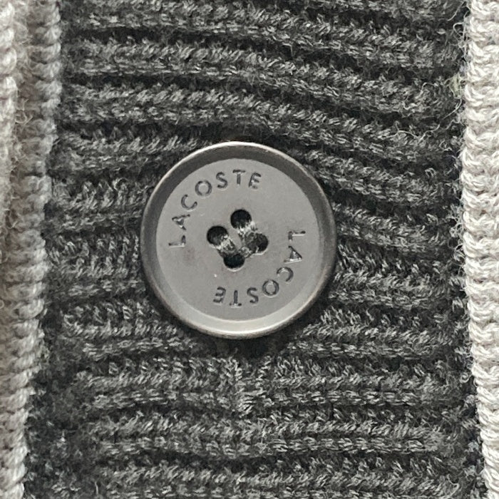 LACOSTE ラコステ ハイブリッドワッフルニット カーディガン グレー ブラック AH147EL Size FR3 瑞穂店