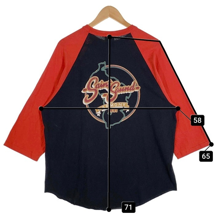 SAINT MICHAEL セントマイケル LASTMAN ラストマン 25SS SS TEE SNT NOISE ラグランスリーブ 七分丈 Tシャツ レッド ブラック SM-HR8-0000-C27 Size L 福生店