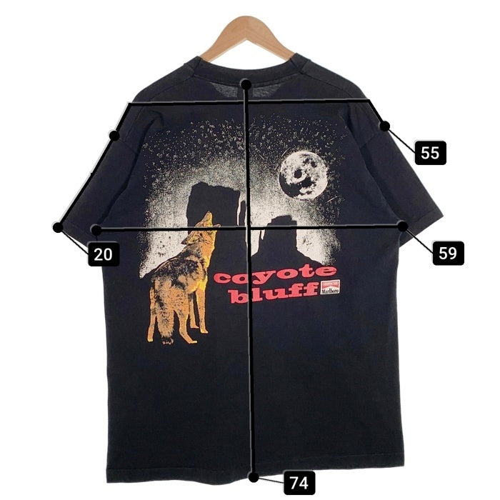 90's Marlboro マルボロ coyote bluff コヨーテ バックプリント ポケットTシャツ ブラック フルーツ Size XL 福生店