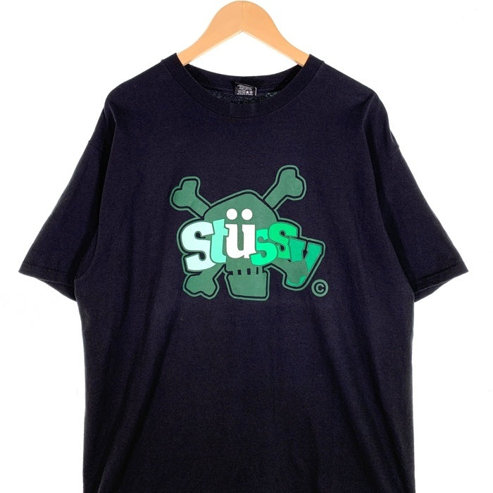 00`s STUSSY ステューシー スカルボーン ロゴプリント Tシャツ ブラック メキシコ製 Size L 福生店