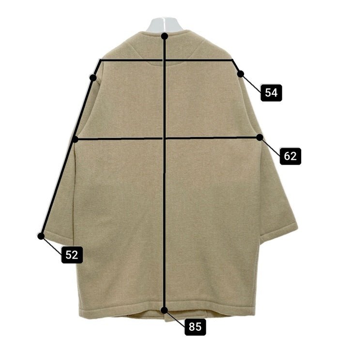 DANTON ダントン DT-A0012 WOOL LIGHT PILE ウール ノーカラーロングコート ベージュ size36 瑞穂店