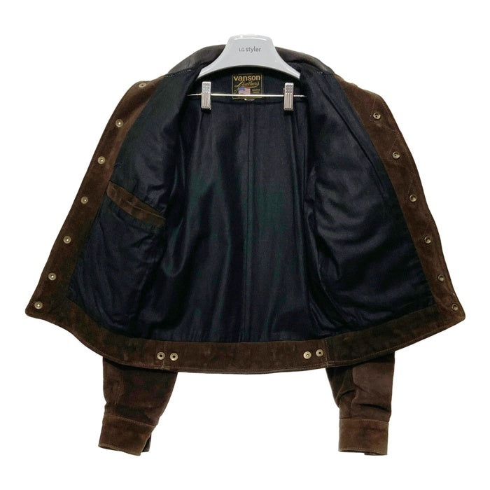 VANSON バンソン レザーカラー スウェードジャケット トラッカー ブラウン Size XS 相当 瑞穂店