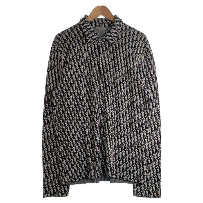 Christian Dior クリスチャンディオール Oblique Overshirt 長袖 ロングスリーブ オブリーク ジャガード オーバーシャツ ネイビー ホワイト 023M550AT099 Size XL 福生店