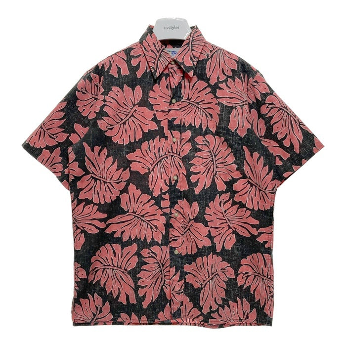 reyn spooner レインスプーナー 90s ビキニタグ リーフ総柄 半袖シャツ ブラック×レッド sizeM 瑞穂店