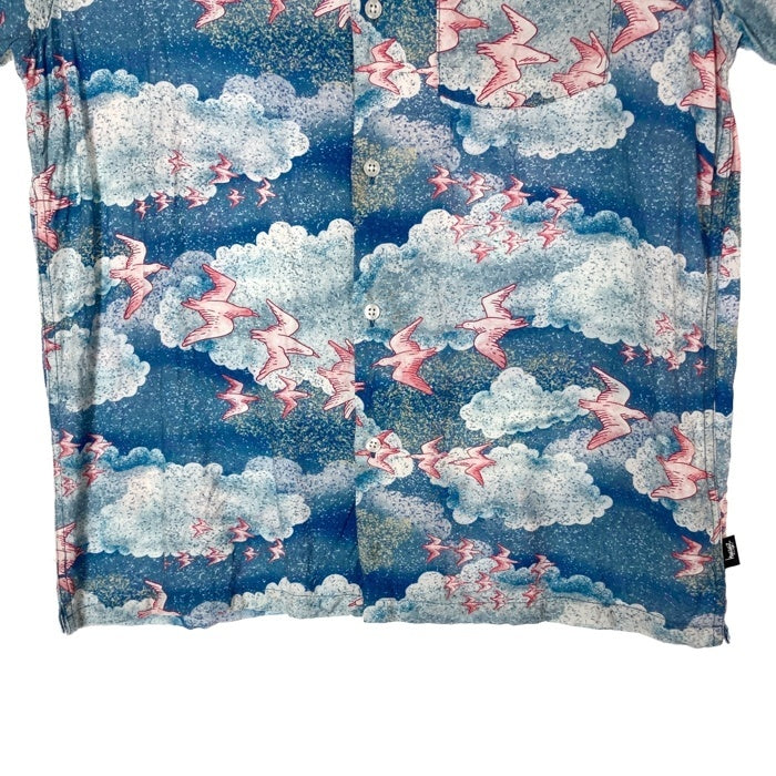 STUSSY ステューシー Cloud and Birds Aloha クラウド バード アロハシャツ ブルー sizeM 瑞穂店