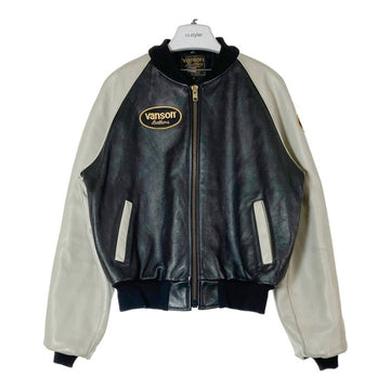 VANSON バンソン TJV USA製 胸ワッペン レザー チームジャケット ブラック size42 瑞穂店
