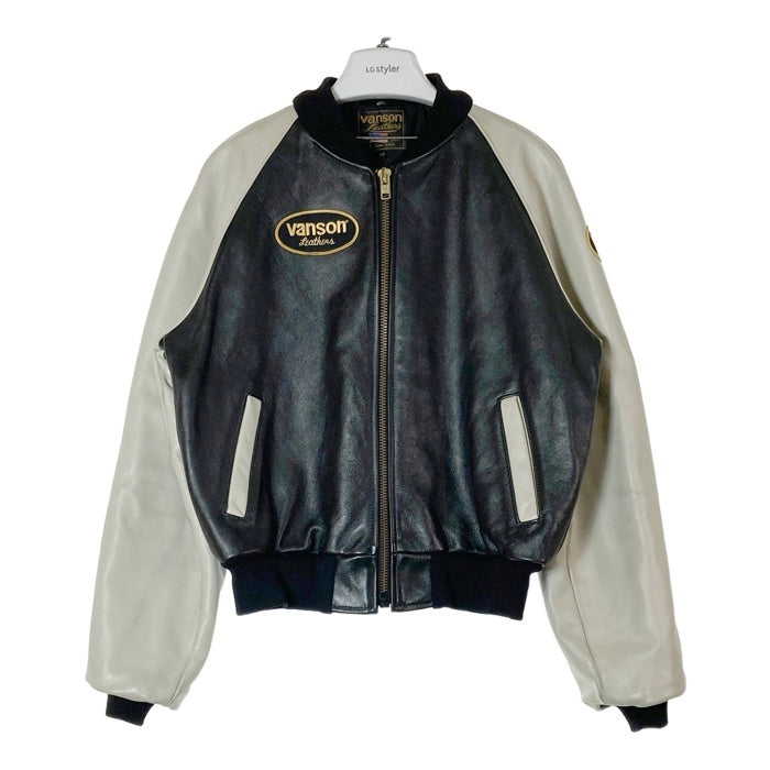 VANSON バンソン TJV USA製 胸ワッペン レザー チームジャケット ブラック size42 瑞穂店