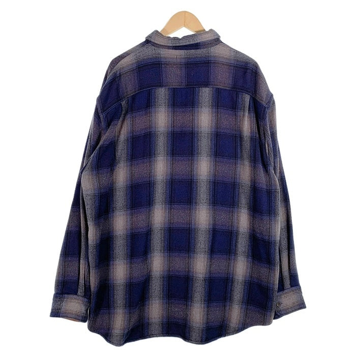 00's ST JOHN'S BAY セントジョーンズベイ フランネル オンブレチェックシャツ シャドー ブルー インド製 Size XXL 福生店
