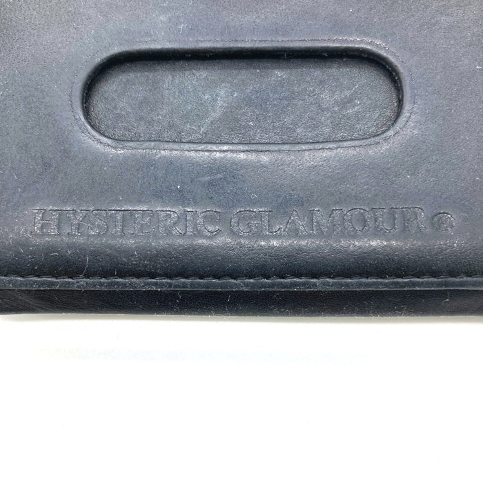 HYSTERIC GLAMOUR ヒステリックグラマー スタッズロゴ レザー ミニウォレット ブラック ※カードケース剝がれアリ、ストラップナシ 瑞穂店